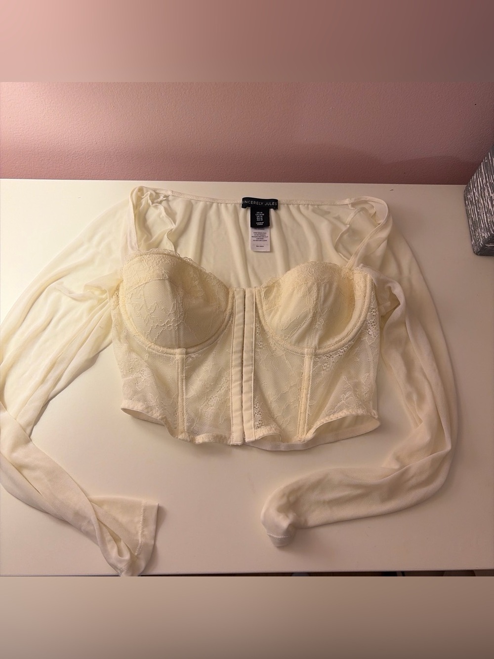 Sincerly Jules Ivory Lace Longline Bustier